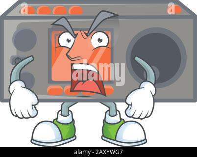 Radio transceiver cartoon character design with angry face Stock Vector