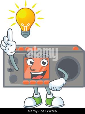 Smart radio transceiver cartoon character has an idea Stock Vector
