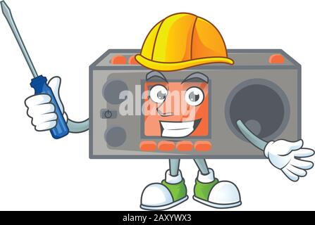 Smart automotive radio transceiver in cartoon character style Stock Vector