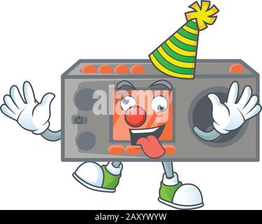 Cute and funny Clown radio transceiver cartoon character mascot style Stock Vector