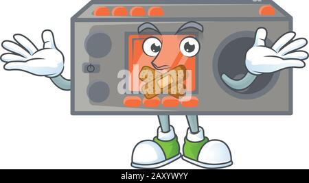 mascot cartoon character design of radio transceiver making a silent gesture Stock Vector