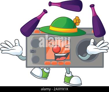 Smart radio transceiver cartoon character style playing Juggling Stock Vector