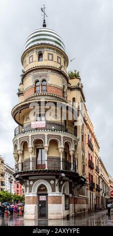 The Adriatic Building (Edificio de la Adriatica) on Avenue de la Constitucion, Seville.  Moorish architecture, Andalusia, Spain Stock Photo