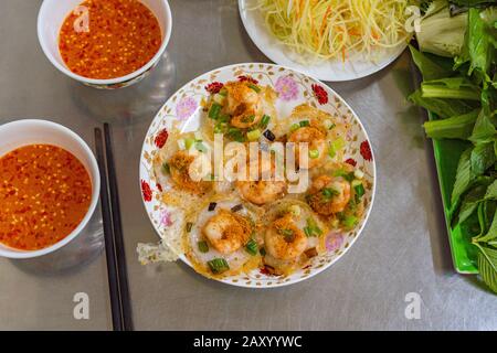 Delicious tiny fried shrimp pancake- Vietnamese cuisine, Banh Khot Stock Photo