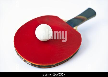 red table tennis bat Stock Photo