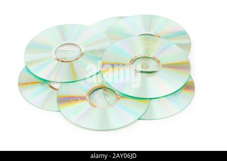 Many CDs isolated on the white background Stock Photo