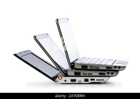Stylish netbooks isolated on the white background Stock Photo