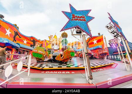 20 July 2019, Vienna, Austria: Fun adults and children attractions in the iconic Prater Park in Vienna Stock Photo