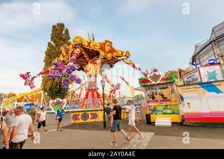 20 July 2019, Vienna, Austria: Fun adults and children attractions in the iconic Prater Park in Vienna Stock Photo