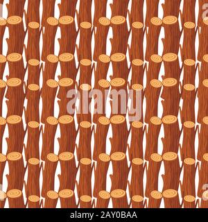 Seamless pattern of wooden logs flat vector illustration. Stock Vector