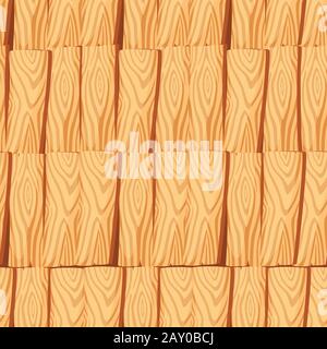 Seamless pattern of wooden planks board flat vector illustration. Stock Vector