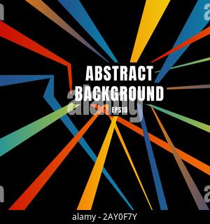 Abstract colorful diagonal line overlap on black background retro style. Vector illustration Stock Vector