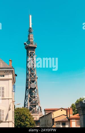 23 July 2019, Lyon, France: television and telecommunications tower in Lyon is very similar to the Eiffel Tower in Paris Stock Photo