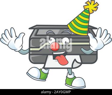 Cute and funny Clown printer cartoon character mascot style Stock Vector