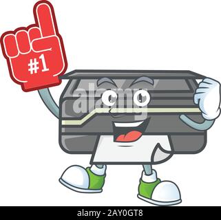 A cartoon design of printer holding a Foam finger Stock Vector