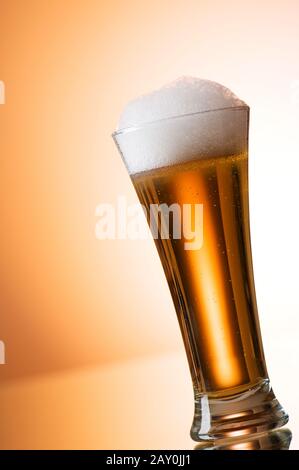 Beer glasses against the colorful gradient background Stock Photo