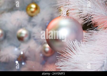 Christmas's balls decoration in tree Stock Photo