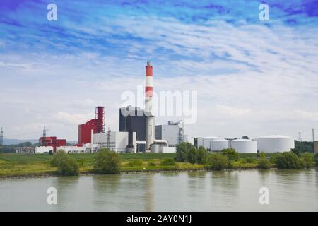 Power plant in Theiß in Lower Austria - power plant in Theiß in Lower Austria Stock Photo