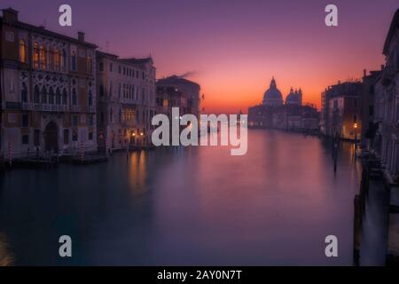 Cityscape with Grand Canal and Santa Maria della Salute church, Venice, Veneto, Italy Stock Photo