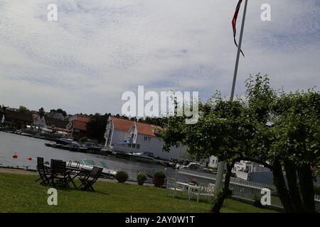 A calm summers day in Marina Kristiansand Lillesand, Norway Stock Photo