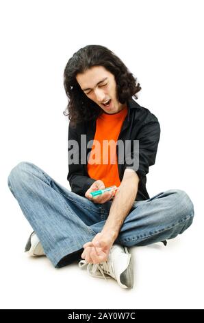 Drug addict during injection Stock Photo