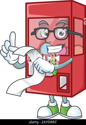 A funny face character of toy claw machine holding a menu Stock Vector