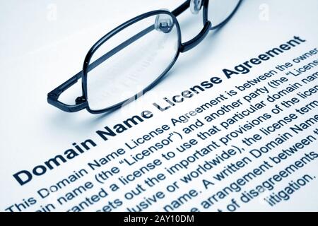 Domain name license agreement Stock Photo