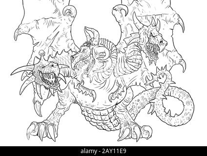 Dragon coloring page. Outline illustration. Dragon drawing coloring ...