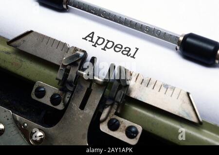 Appeal text on typewriter Stock Photo