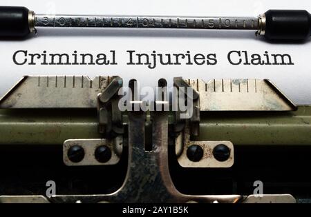 Criminal injuries claim form Stock Photo