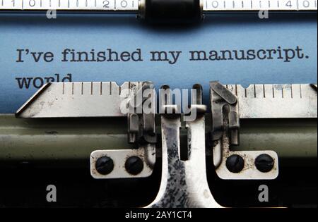 Manuscript on typewriter machine Stock Photo