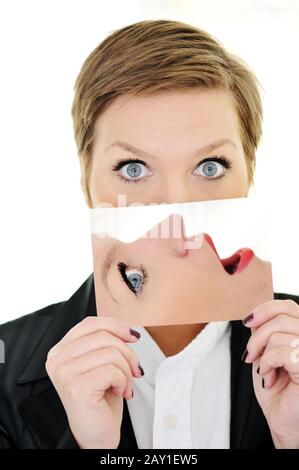 Conceptual female face Stock Photo