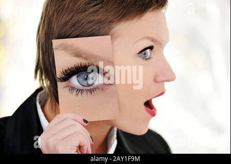 Conceptual female face Stock Photo