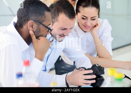 Middle eastern business people in modern office Stock Photo