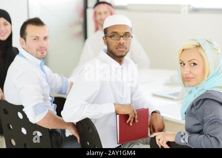 Group of multi ethnic business people at work Stock Photo