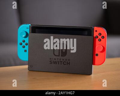 UK - Feb 2020: Nintendo Switch portable video games console Stock Photo