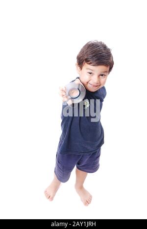 Smiling kid with dvd Stock Photo