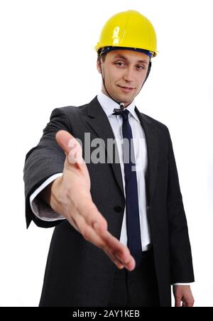 Architect extending hand to shake Stock Photo