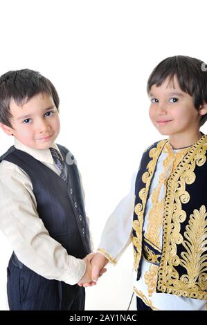 Two brothers shaking hands Stock Photo