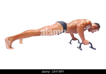 Man doing push-ups. Stock Photo