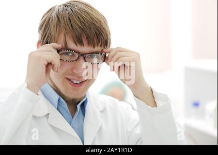 Portrait of young researcher in the lab Stock Photo