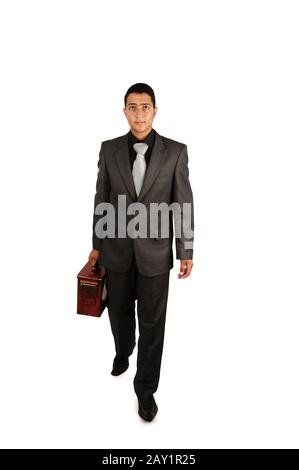 Businessman holding an old briefcase Stock Photo