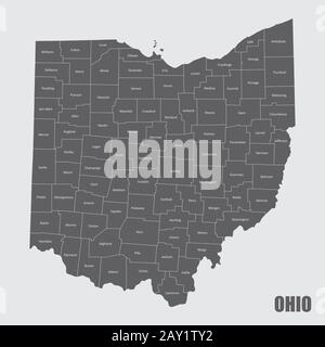 Ohio Counties Map Stock Vector