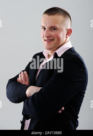 Young business man wearing suit Stock Photo
