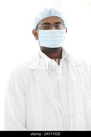 Confident African American male surgeon smiling Stock Photo