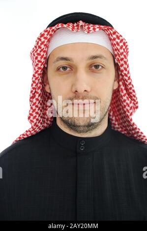 Man wearing arabic middle eastern traditional clothes Stock Photo