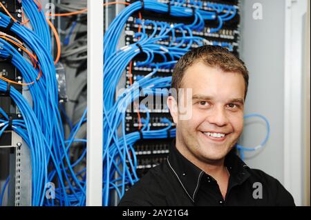 Administrator at server room Stock Photo