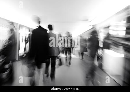 People crowd in motion Stock Photo