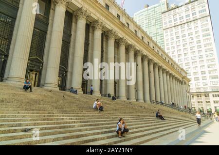 New York, USA - August 20, 2018: James A. Farley Post Office Building once held the distinction of being the only Post Office in NYC open 24/7. The bu Stock Photo