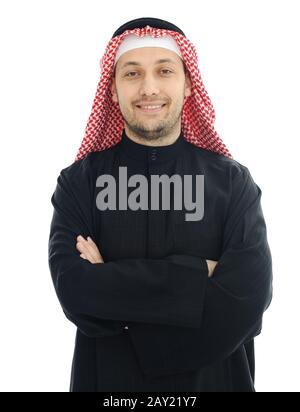 Man wearing arabic middle eastern traditional clothes Stock Photo